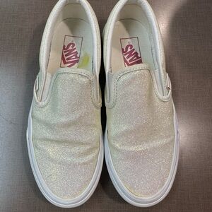 Women’s Vans Glitter Slip-On Sneakers - Cream